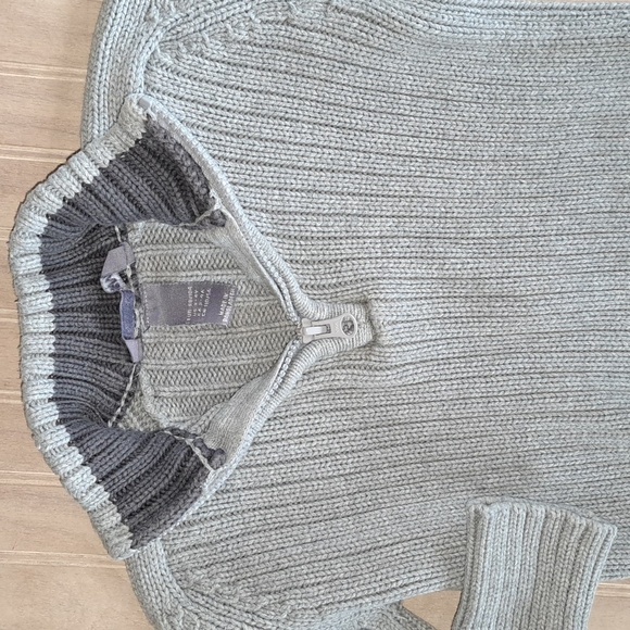 H&M Toddler Ribbed Chunky Knit Half-Zip Sweater 100% Cotton Comfy Gray Boy - Picture 8 of 10